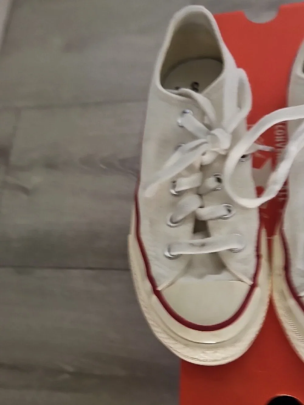 Converse Kid's White Low-Top Canvas Sneakers with Red Accent